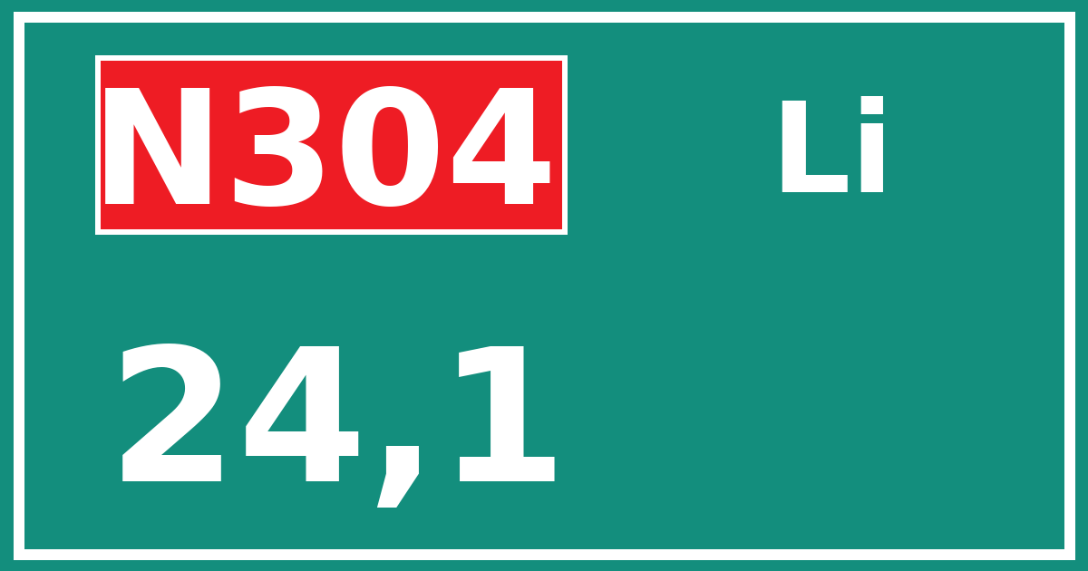Hectometerbord N304 24,1 zijde Li