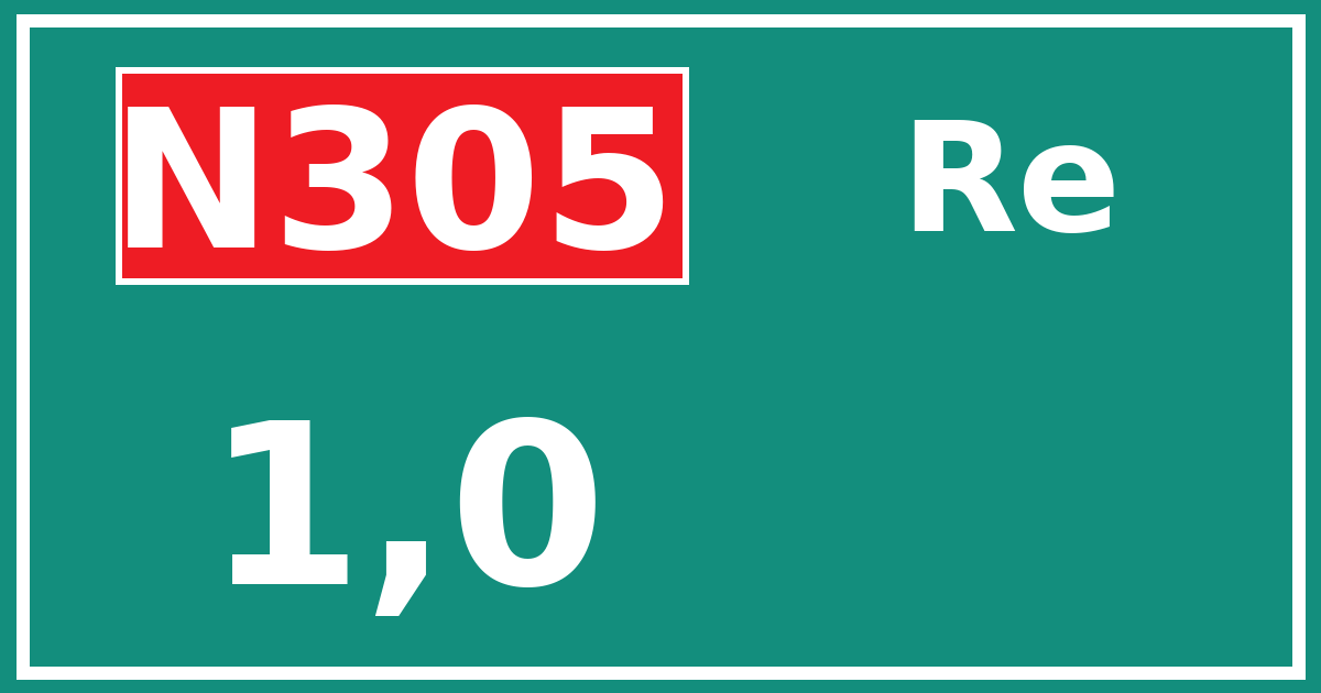 Hectometerbord N305 1,0 zijde Re