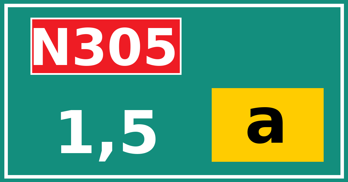 Hectometerbord N305 1,5 letter a