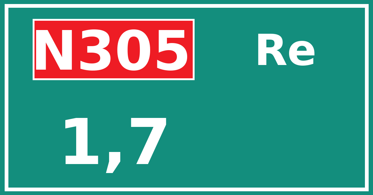 Hectometerbord N305 1,7 zijde Re