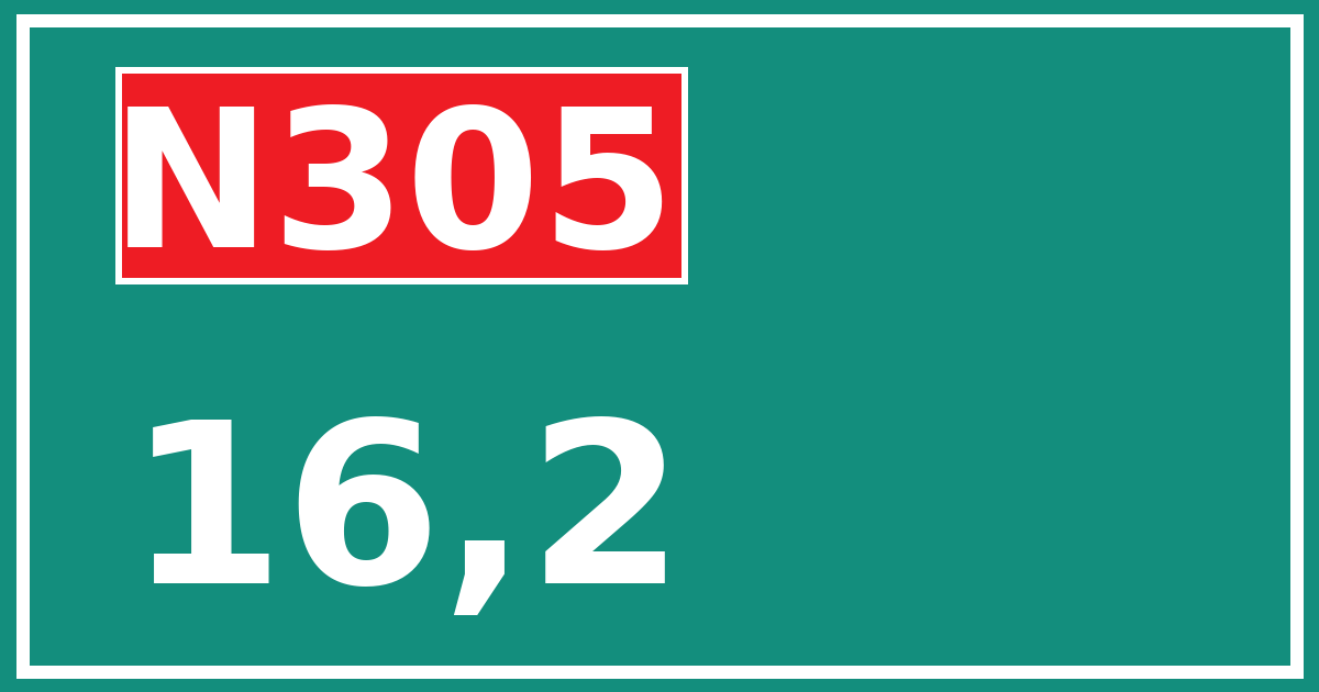 Hectometerbord N305 16,2