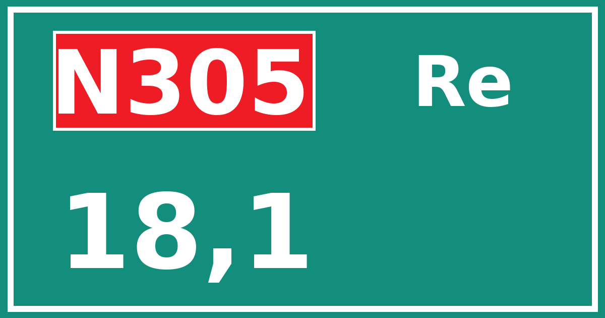 Hectometerbord N305 18,1 zijde Re