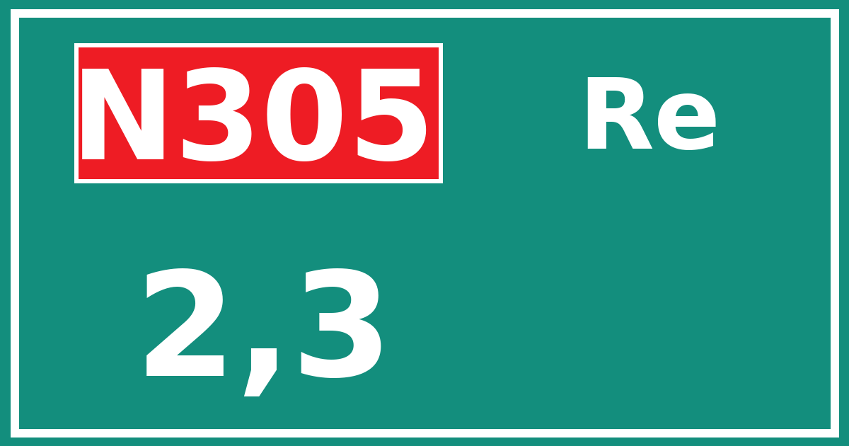 Hectometerbord N305 2,3 zijde Re