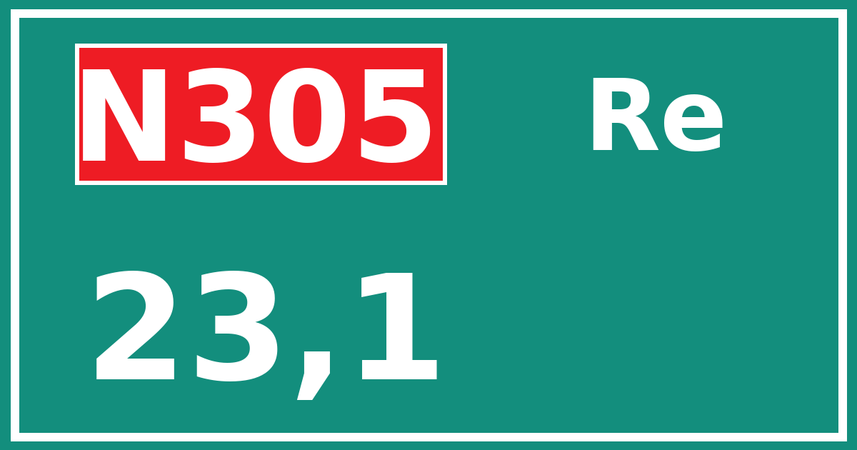 Hectometerbord N305 23,1 zijde Re