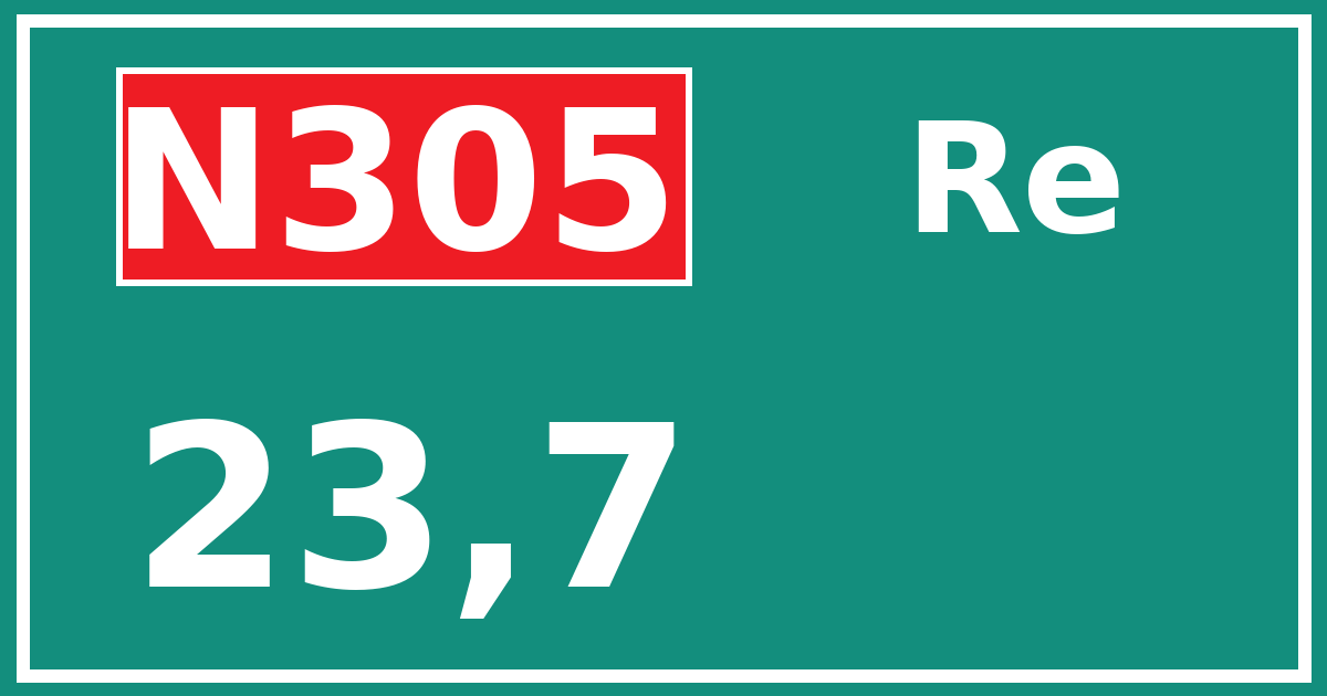 Hectometerbord N305 23,7 zijde Re