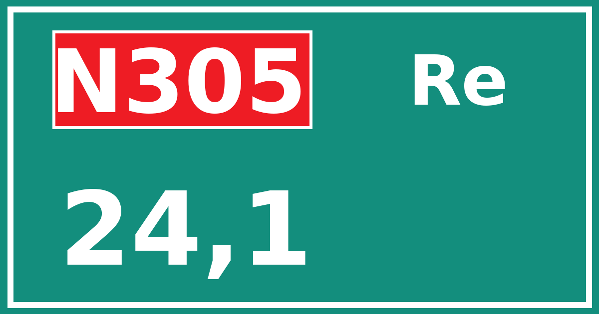 Hectometerbord N305 24,1 zijde Re