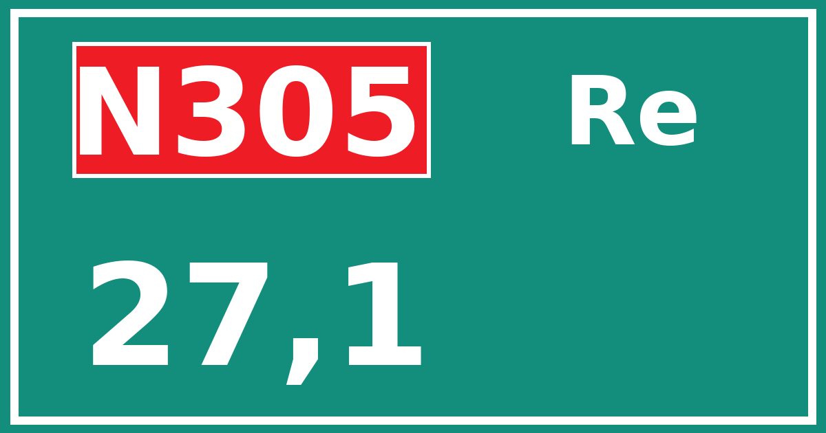 Hectometerbord N305 27,1 zijde Re