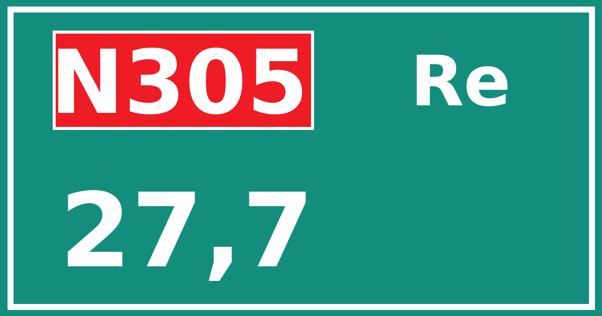 Hectometerbord N305 27,7 zijde Re