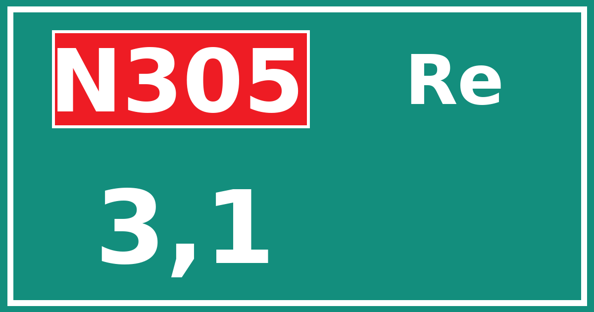Hectometerbord N305 3,1 zijde Re