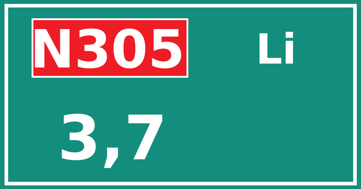 Hectometerbord N305 3,7 zijde Li