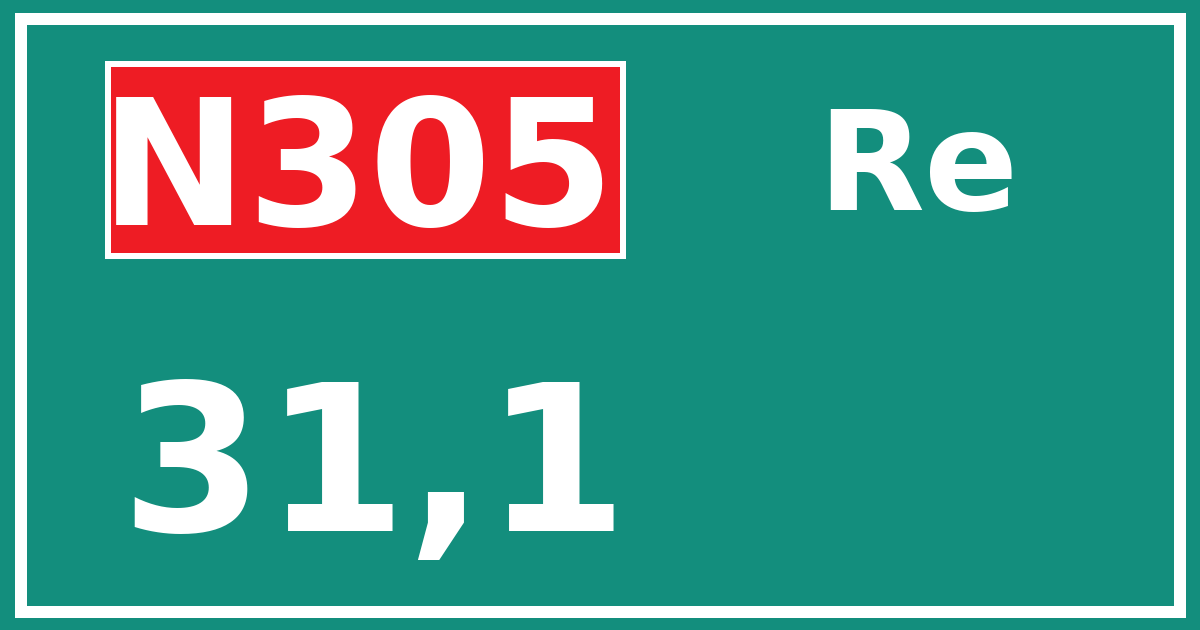Hectometerbord N305 31,1 zijde Re