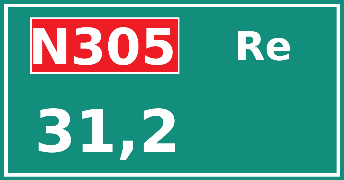 Hectometerbord N305 31,2 zijde Re
