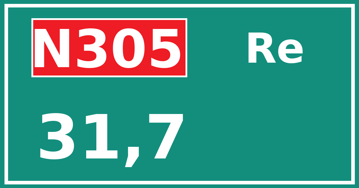 Hectometerbord N305 31,7 zijde Re