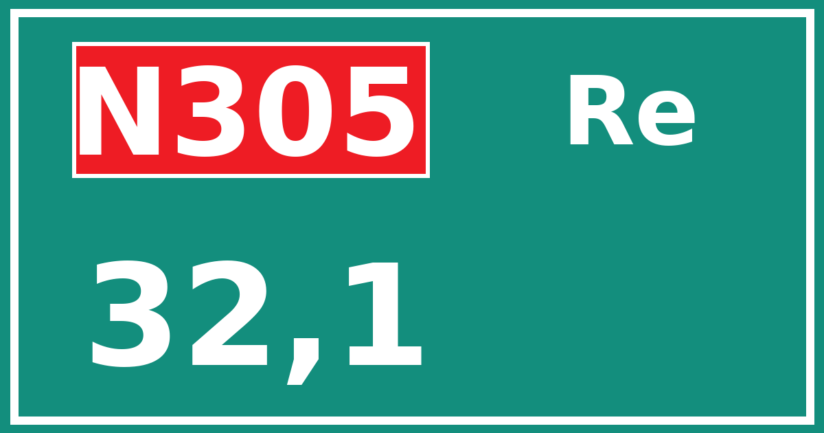 Hectometerbord N305 32,1 zijde Re