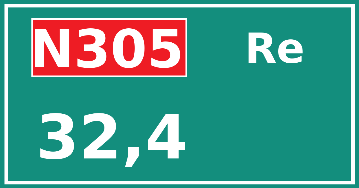Hectometerbord N305 32,4 zijde Re