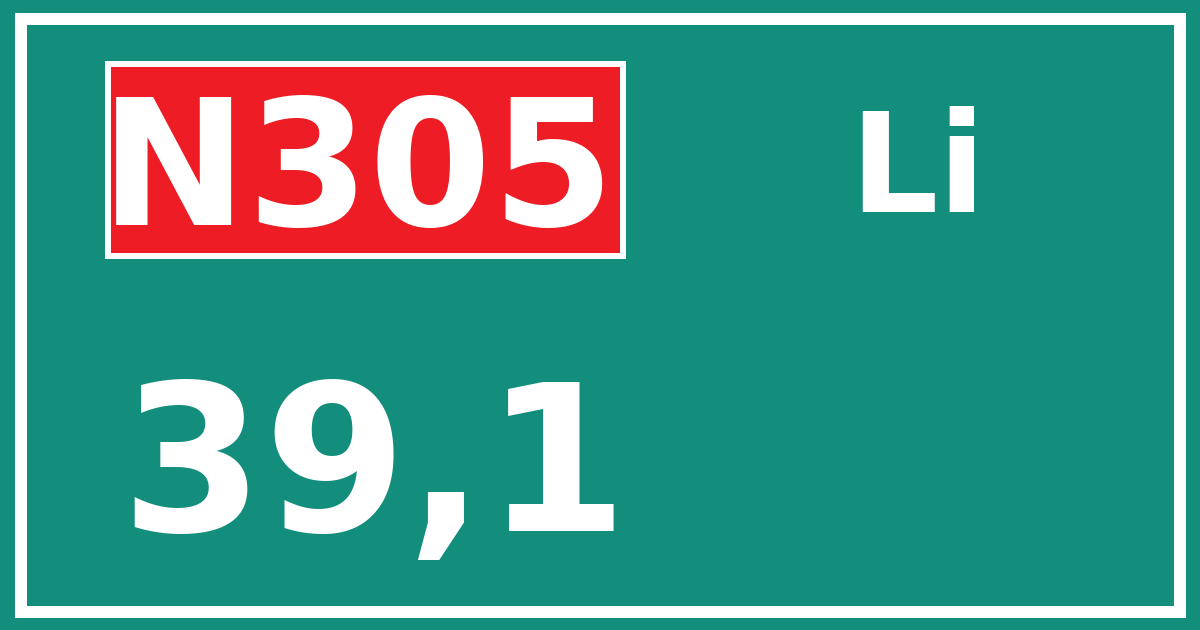 Hectometerbord N305 39,1 zijde Li