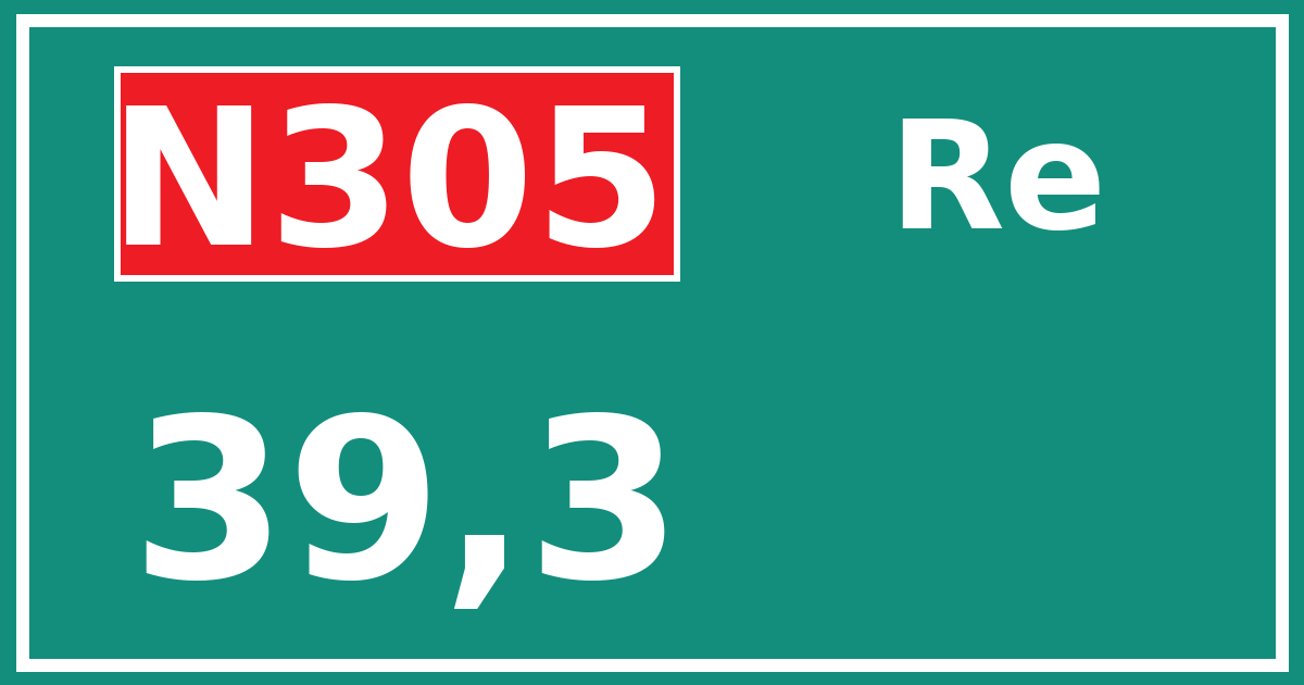Hectometerbord N305 39,3 zijde Re