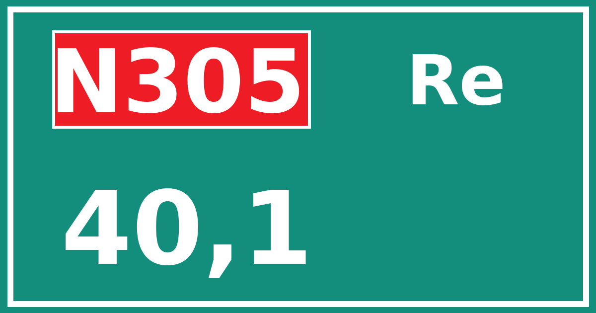 Hectometerbord N305 40,1 zijde Re