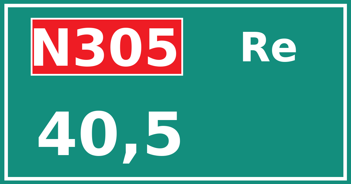 Hectometerbord N305 40,5 zijde Re
