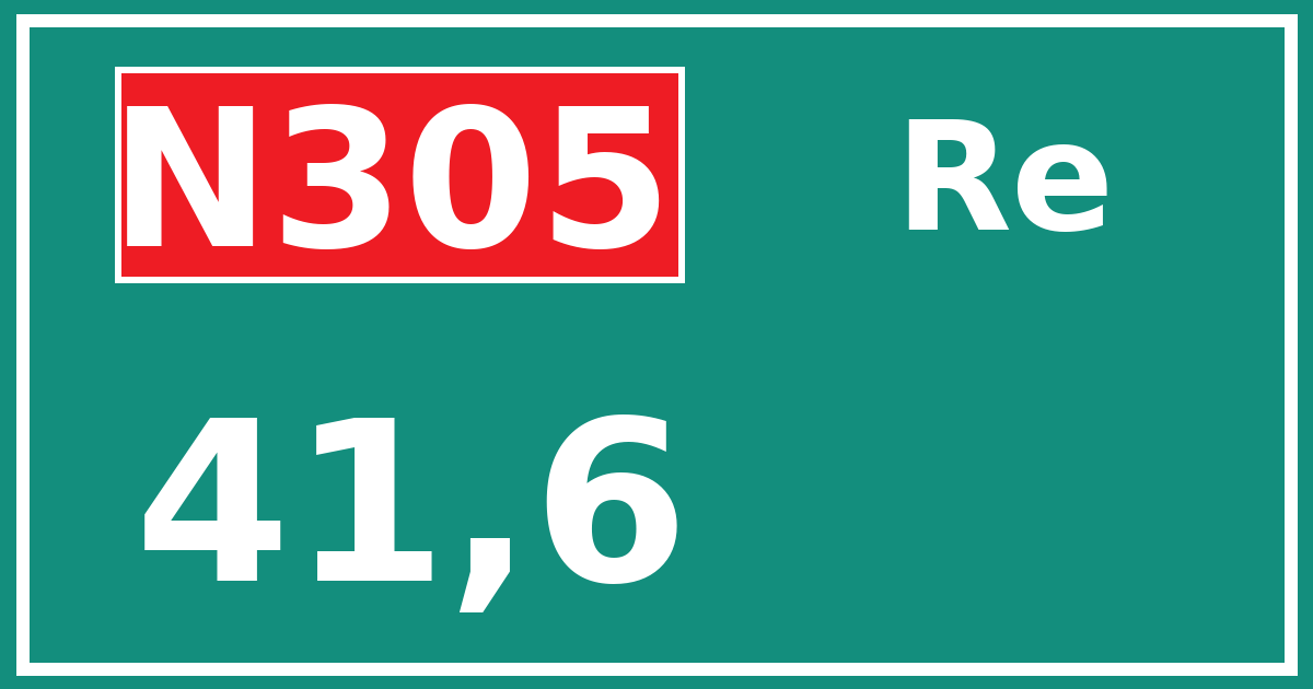 Hectometerbord N305 41,6 zijde Re