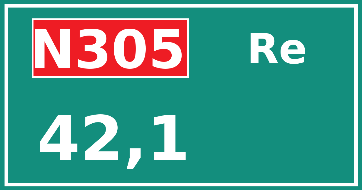 Hectometerbord N305 42,1 zijde Re