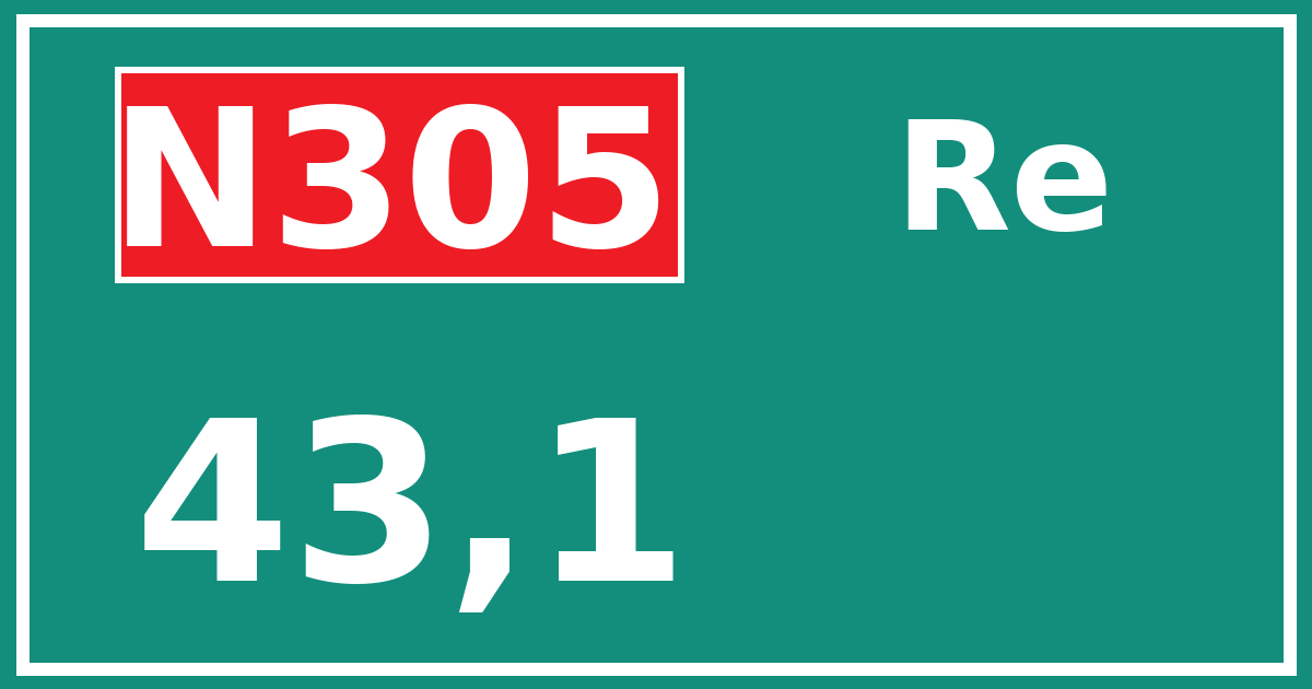 Hectometerbord N305 43,1 zijde Re