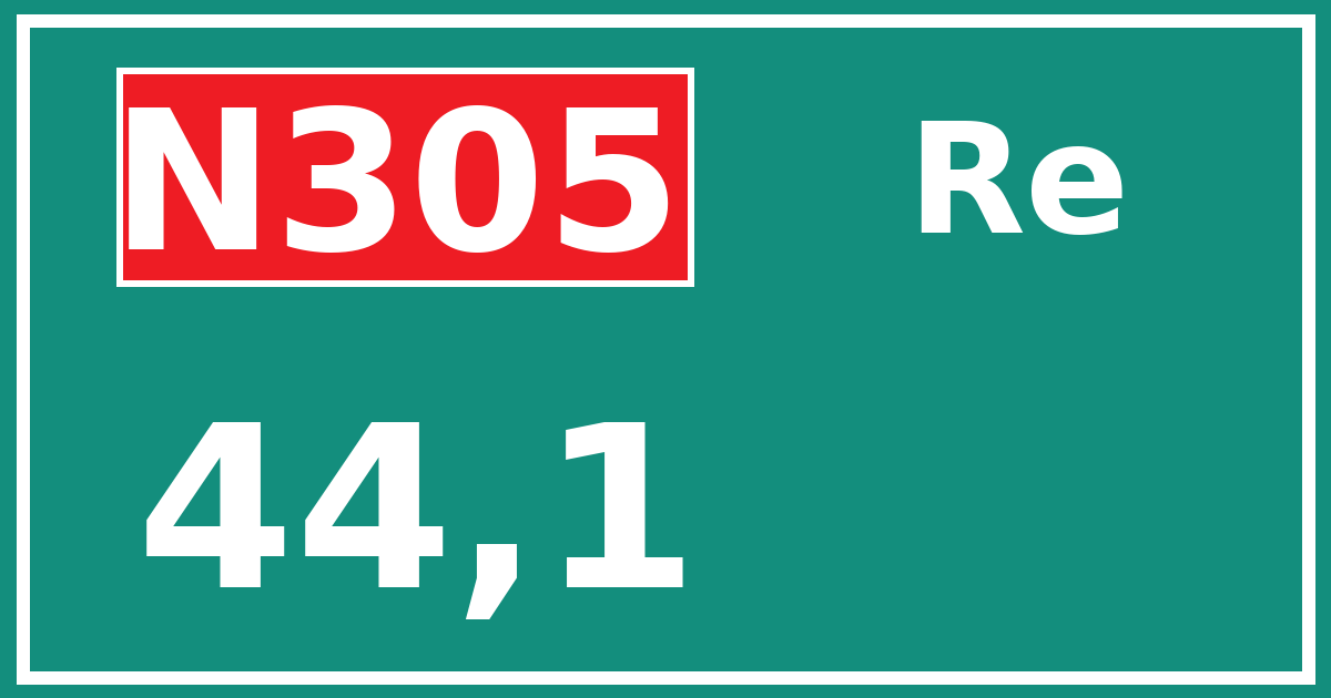 Hectometerbord N305 44,1 zijde Re