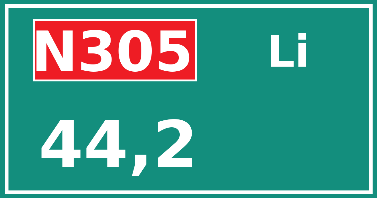 Hectometerbord N305 44,2 zijde Li