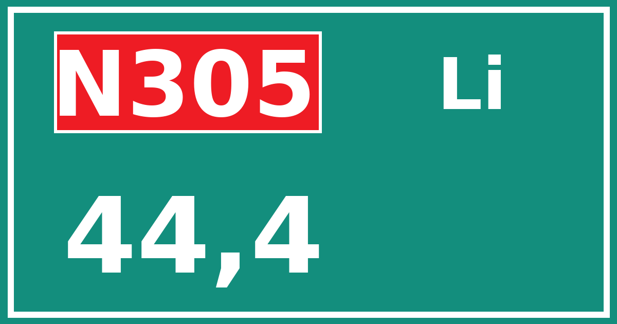 Hectometerbord N305 44,4 zijde Li