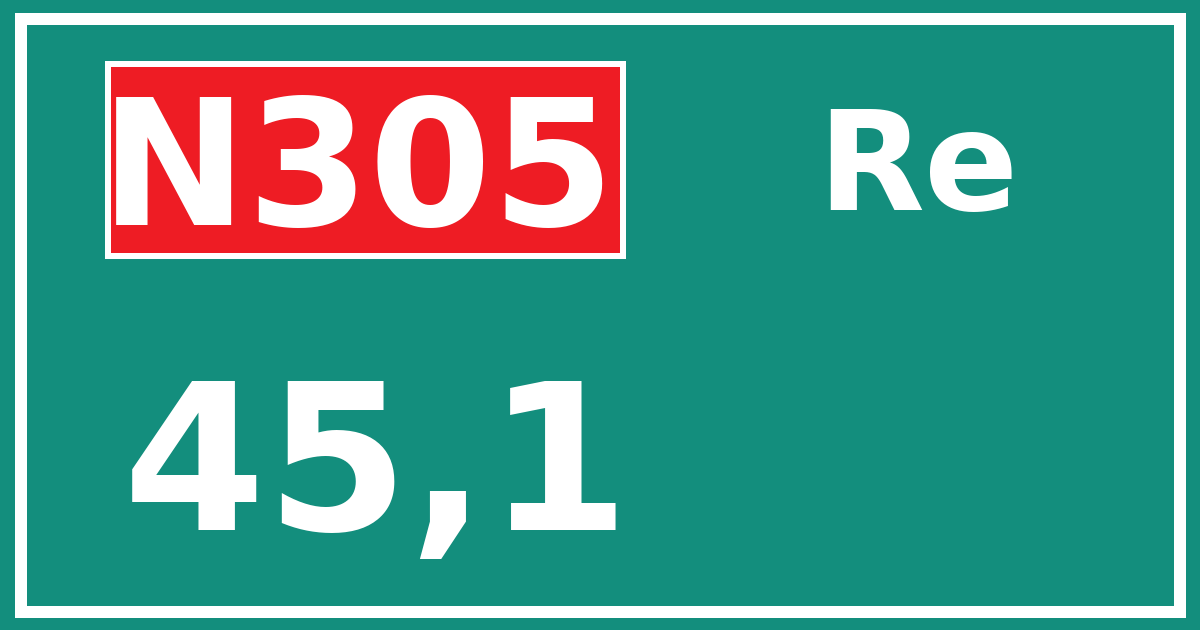 Hectometerbord N305 45,1 zijde Re