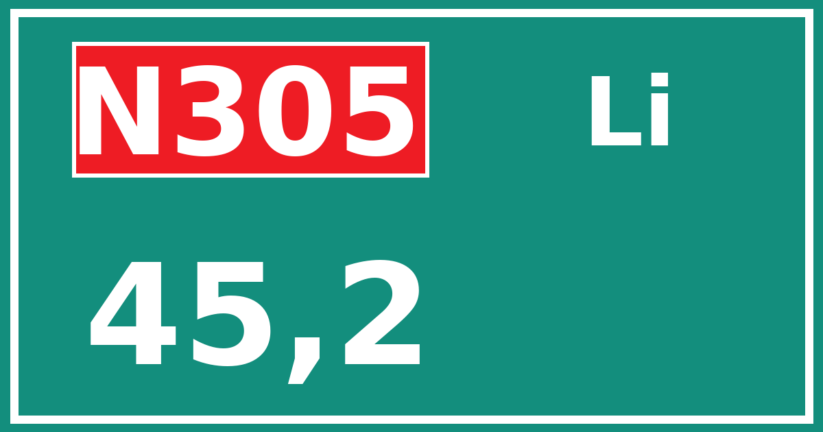 Hectometerbord N305 45,2 zijde Li