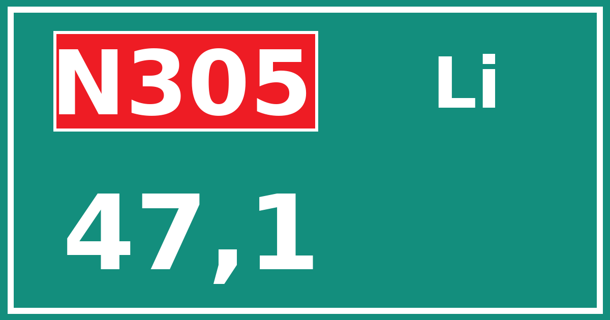 Hectometerbord N305 47,1 zijde Li