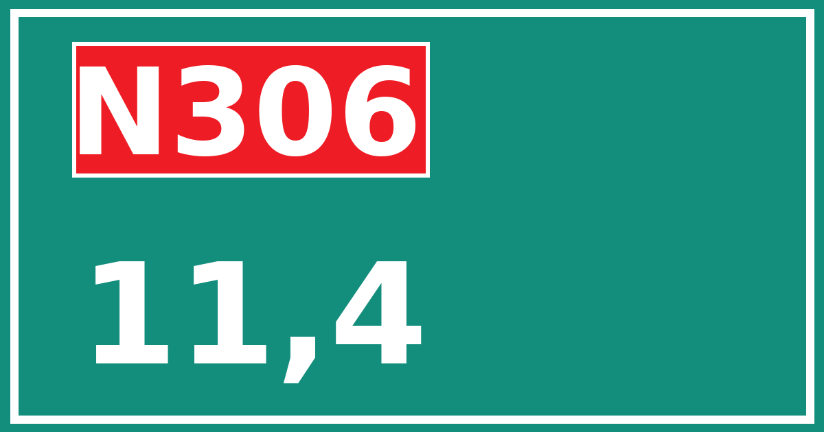 Hectometerbord N306 11,4