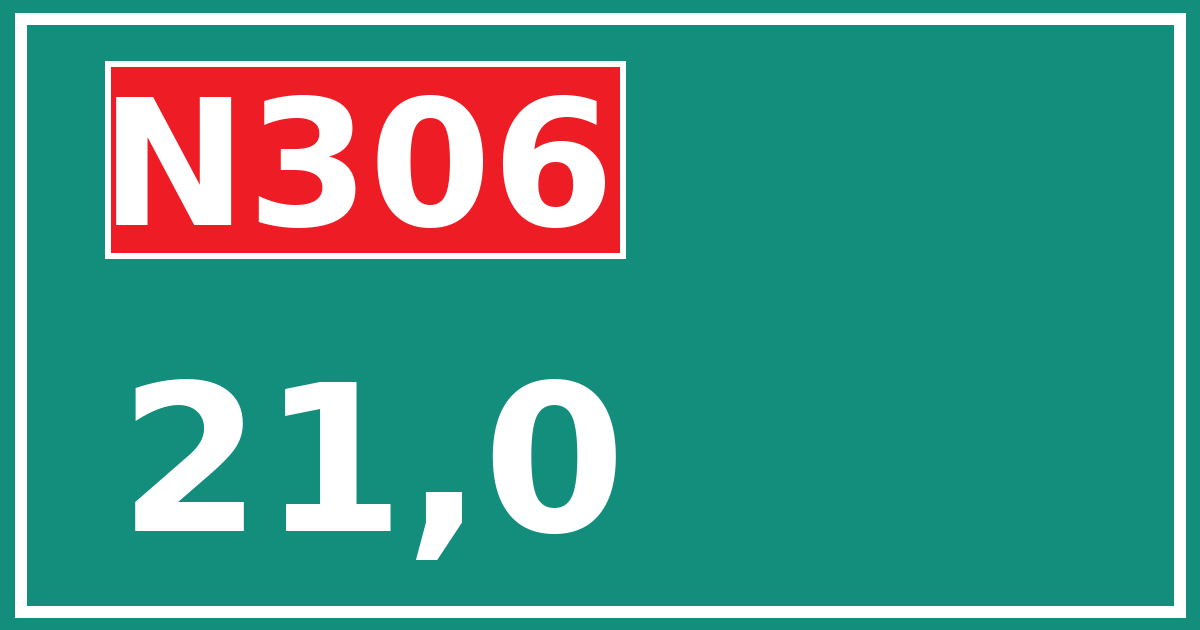 Hectometerbord N306 21,0