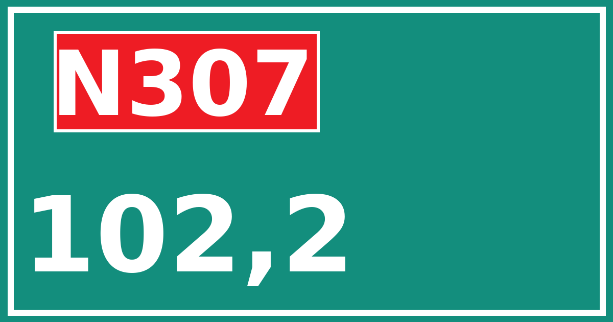 Hectometerbord N307 102,2