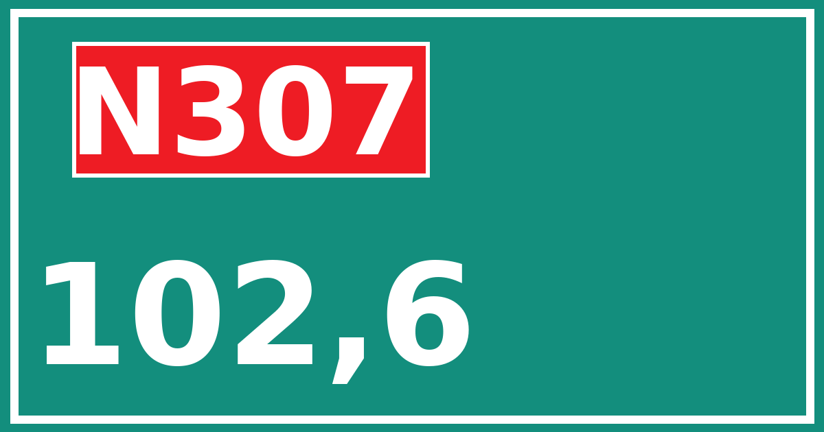 Hectometerbord N307 102,6