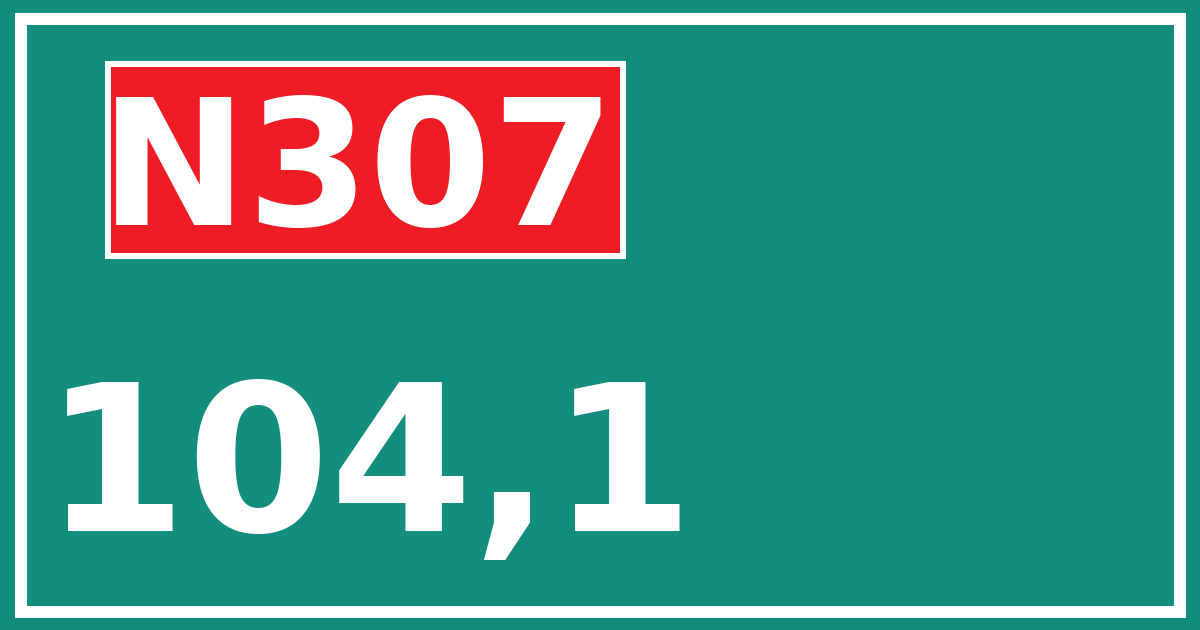Hectometerbord N307 104,1