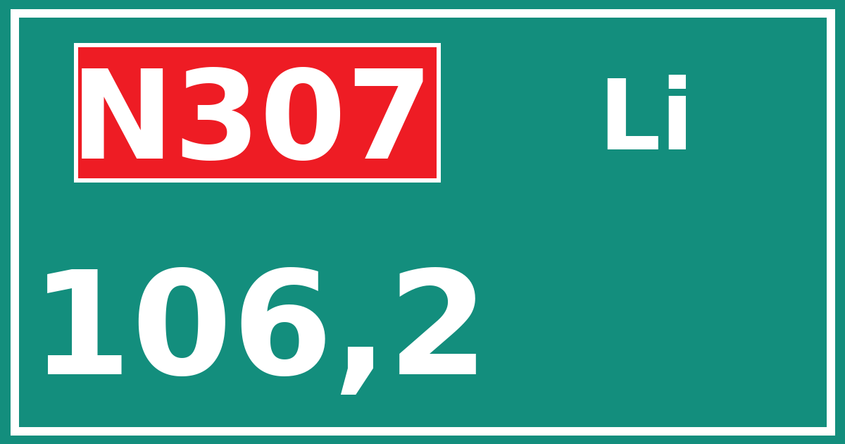 Hectometerbord N307 106,2 zijde Li