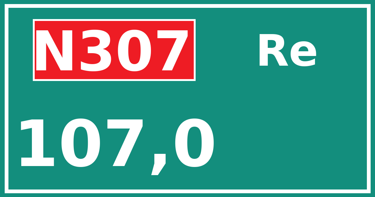 Hectometerbord N307 107,0 zijde Re