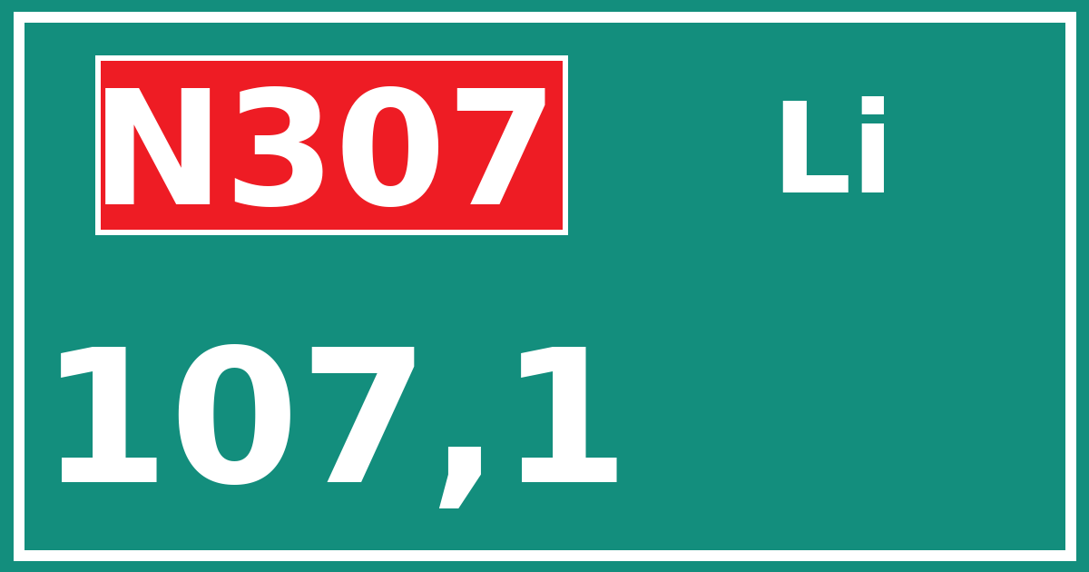 Hectometerbord N307 107,1 zijde Li