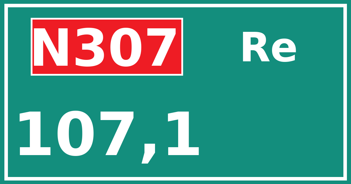 Hectometerbord N307 107,1 zijde Re