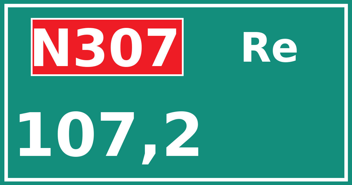 Hectometerbord N307 107,2 zijde Re