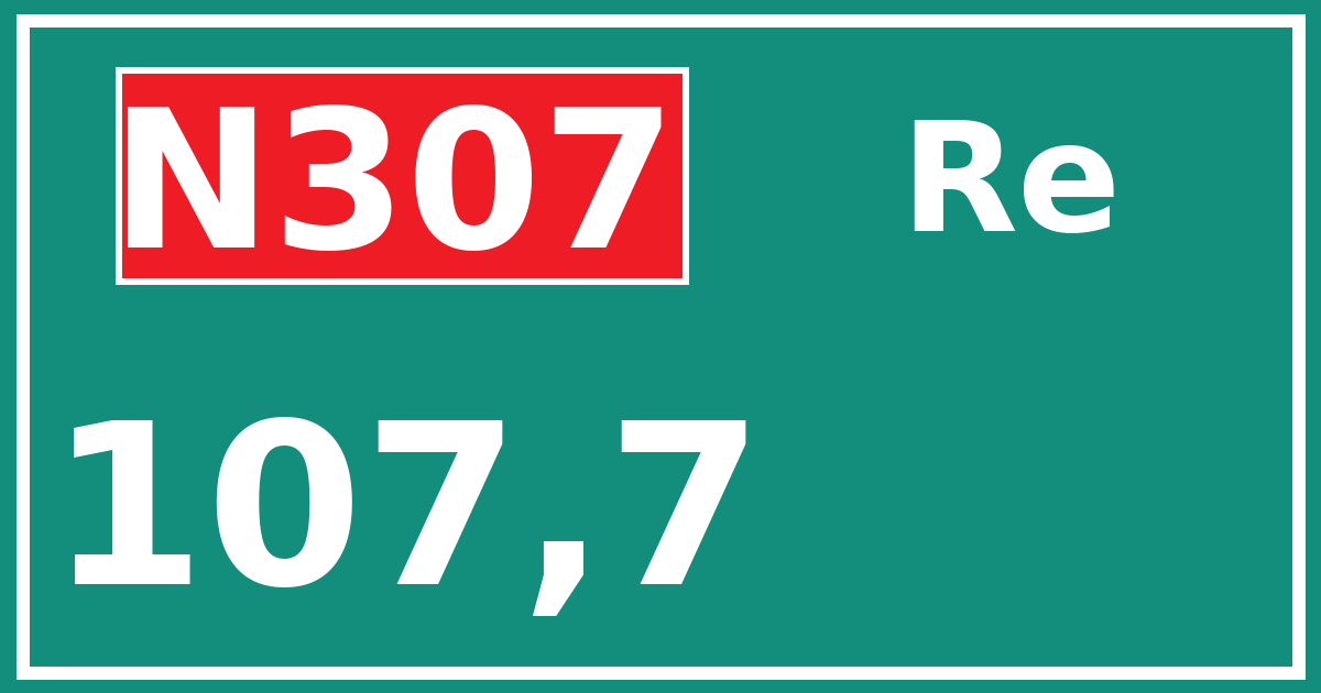Hectometerbord N307 107,7 zijde Re