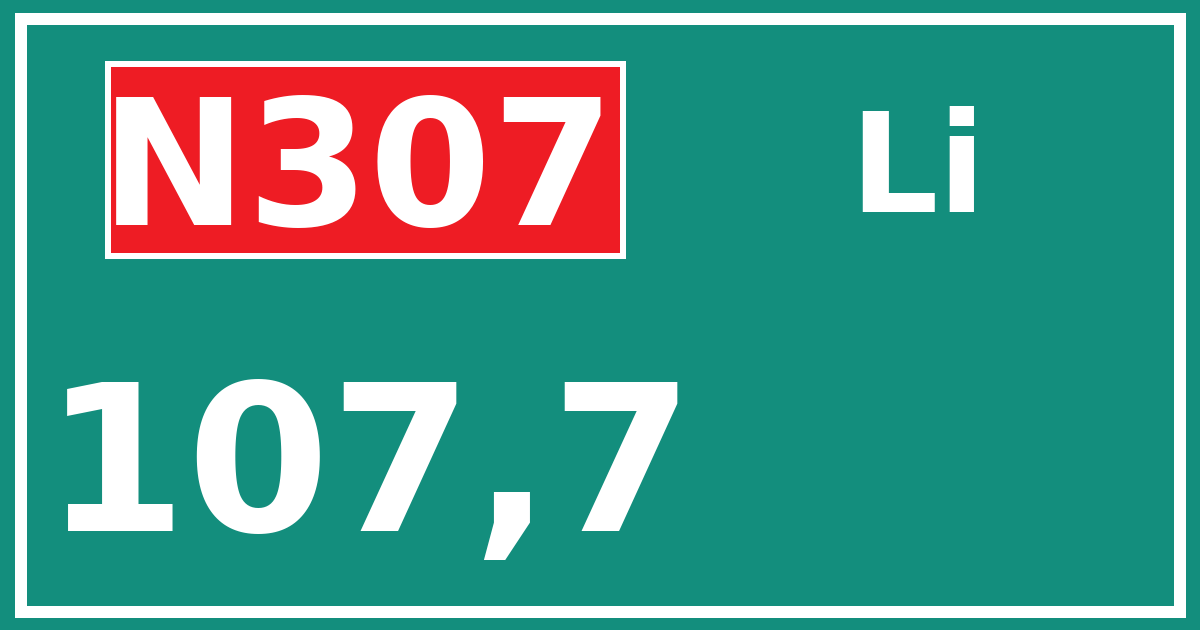 Hectometerbord N307 107,7 zijde Li