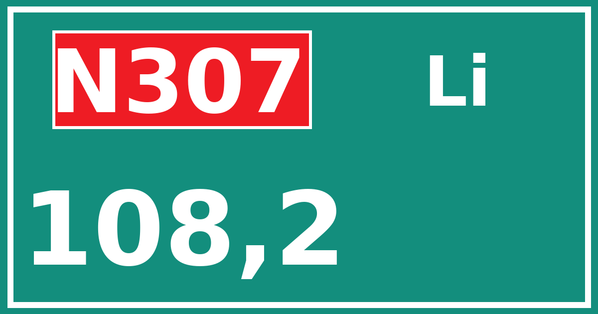 Hectometerbord N307 108,2 zijde Li