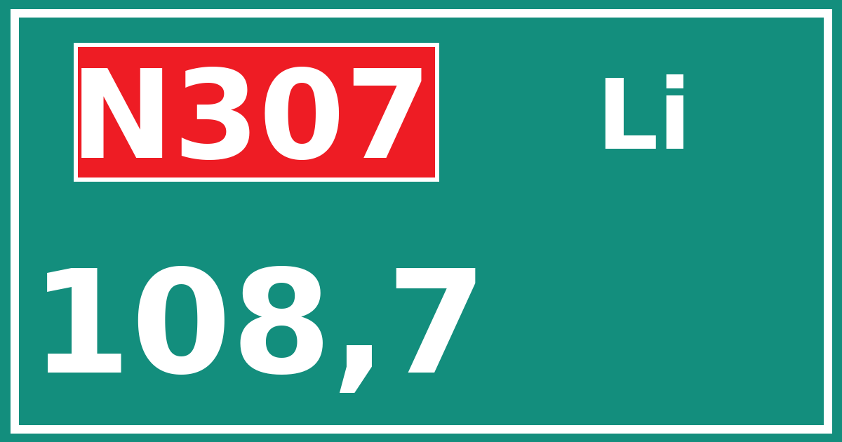 Hectometerbord N307 108,7 zijde Li