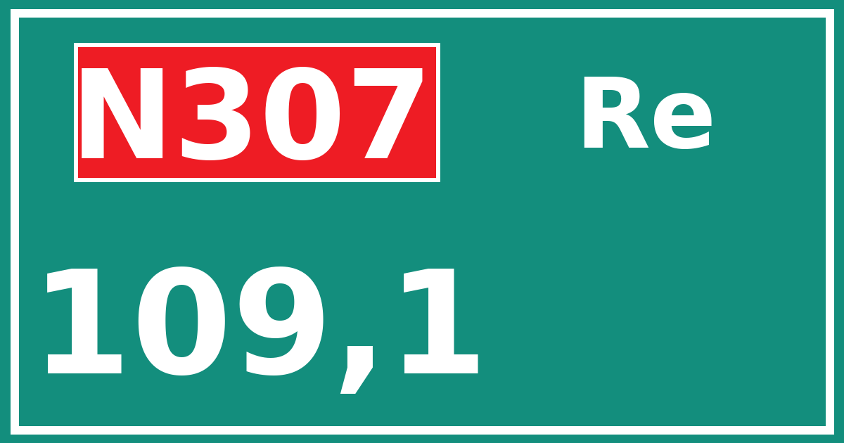 Hectometerbord N307 109,1 zijde Re