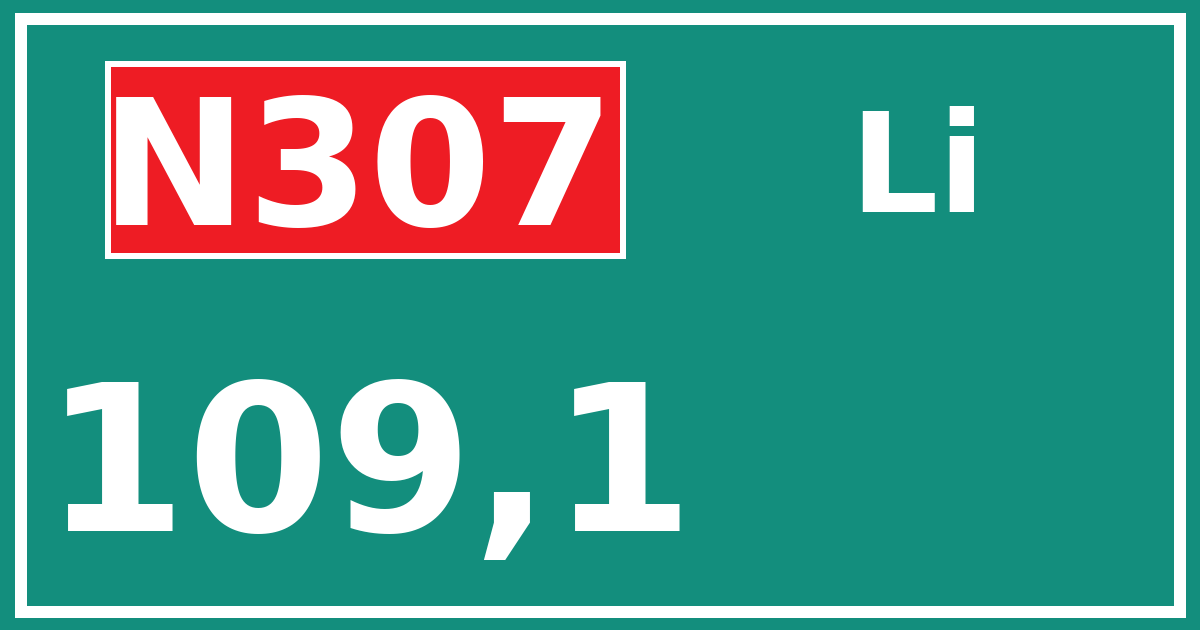 Hectometerbord N307 109,1 zijde Li