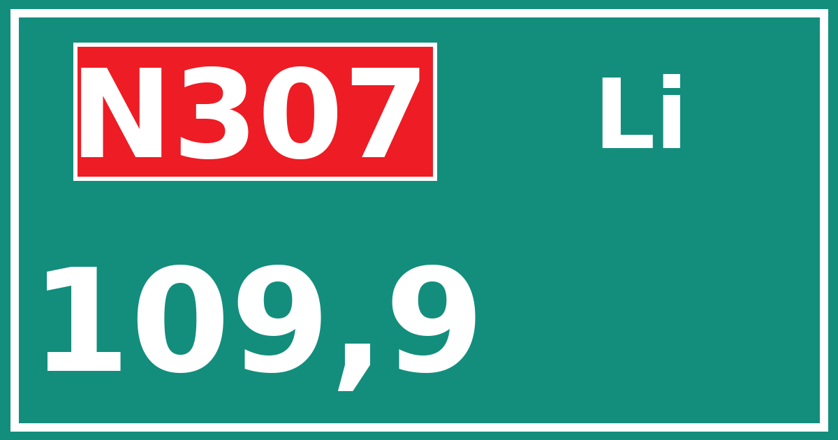 Hectometerbord N307 109,9 zijde Li
