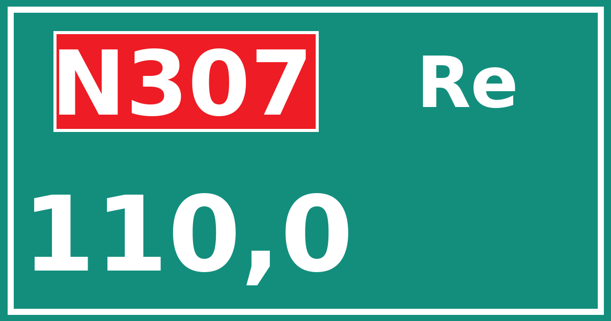 Hectometerbord N307 110,0 zijde Re